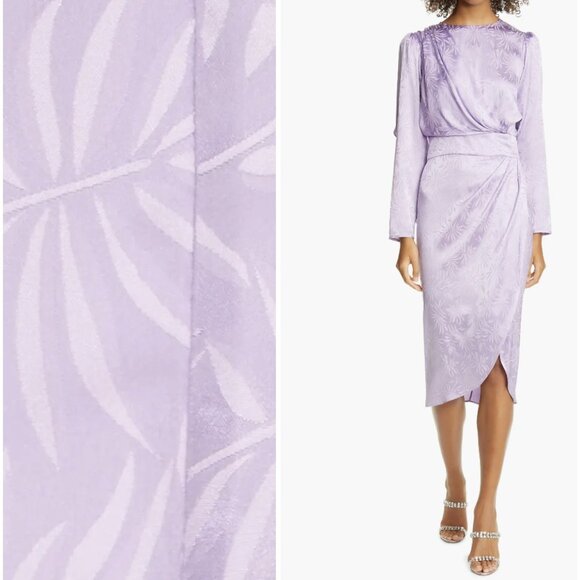 RONNY KOBO Jade Leaf Print Silk Blend Midi Dress in Lavender Purple XS NWT - Picture 2 of 16
